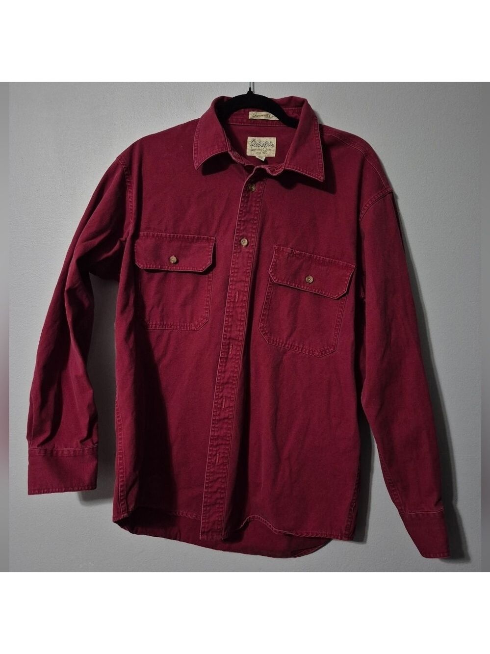 Vintage Cabela's Stonewash Canvas Shirt in Rich Burgundy M